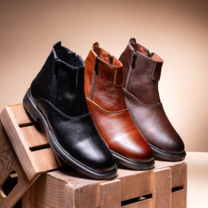 هاف بوت رجالى جلد مكسر طبيعى